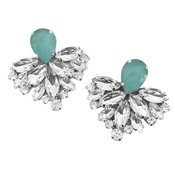 Orecchini Con Pietre Crystal E Verde Acqua - Cl707