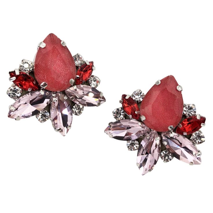 Orecchini Con Pietre Corallo E Rosa - Cl700