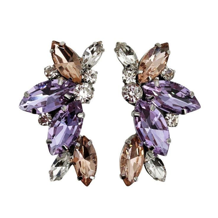 Orecchini Con Pietre Viola E Cipria - Cl803