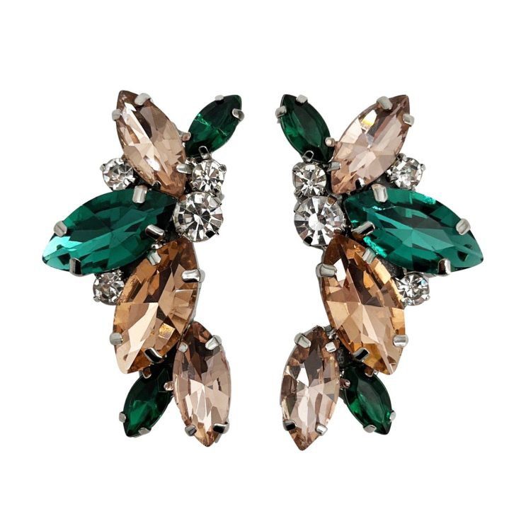 Orecchini Con Pietre Verde Smeraldo E Oro - Cl808