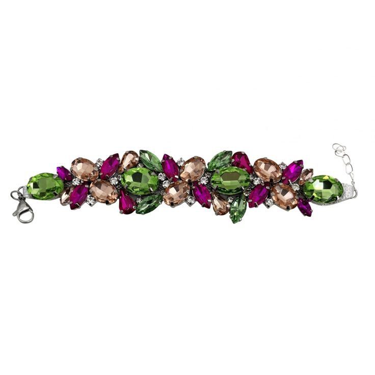 Bracciale Con Pietre Verde Cipria E Fucsia - Brc171