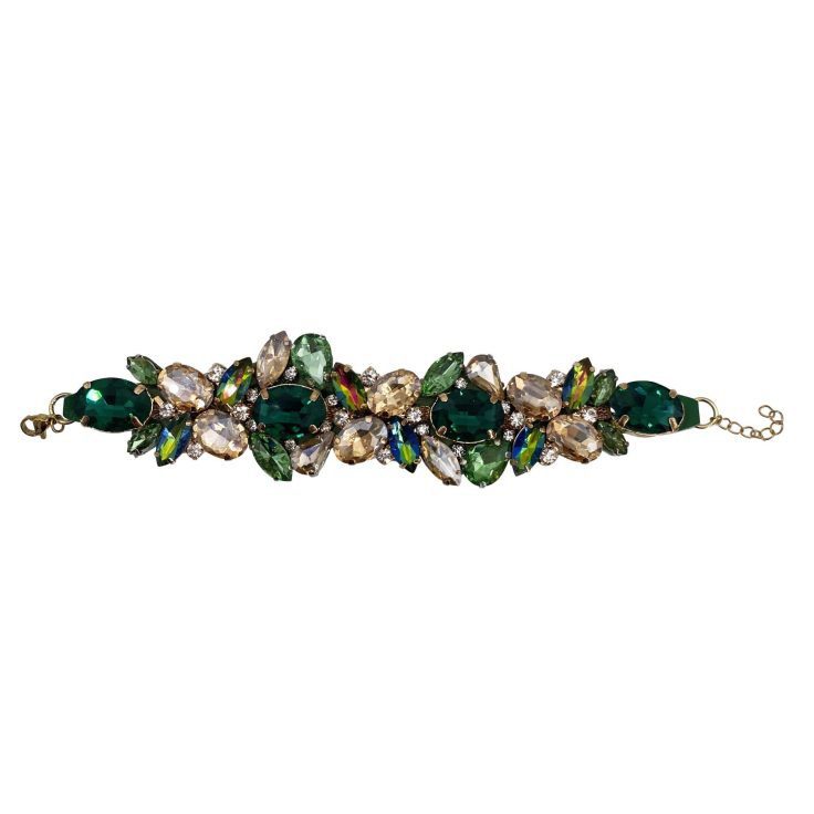 Bracciale Con Pietre Verde Smeraldo Oro E Boreale - Brc180