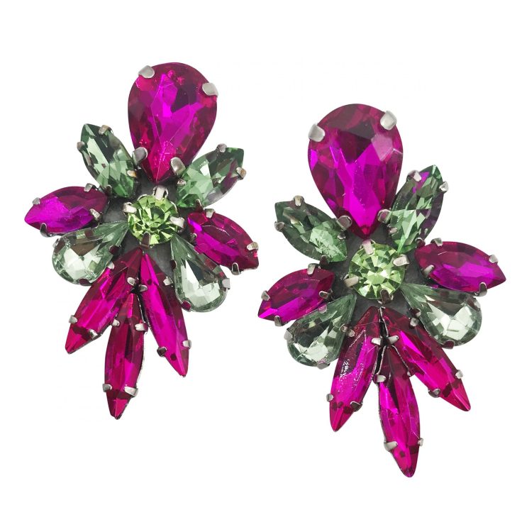 Orecchini Con Pietre Verde E Fucsia - Cl772