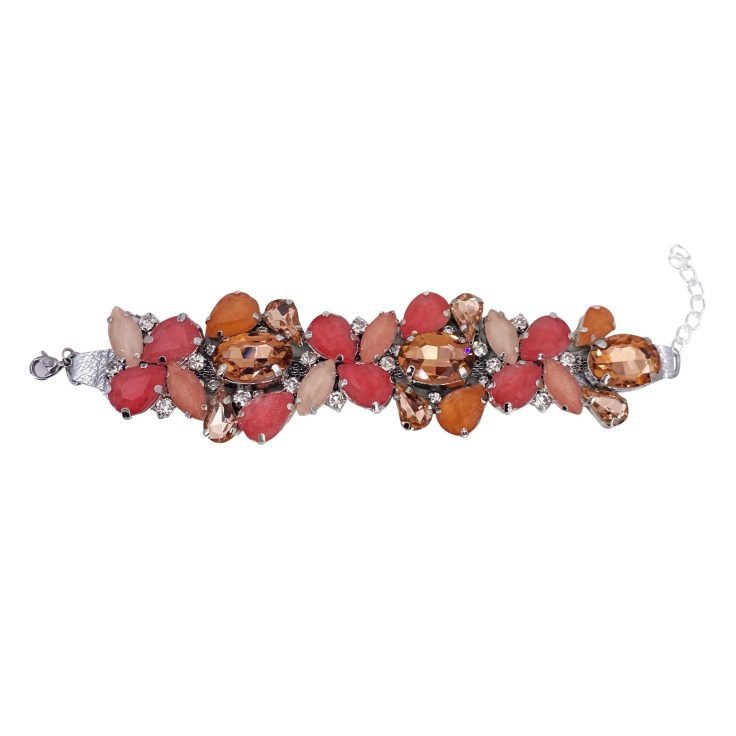 Bracciale Con Pietre Corallo E Cipria - Brc190