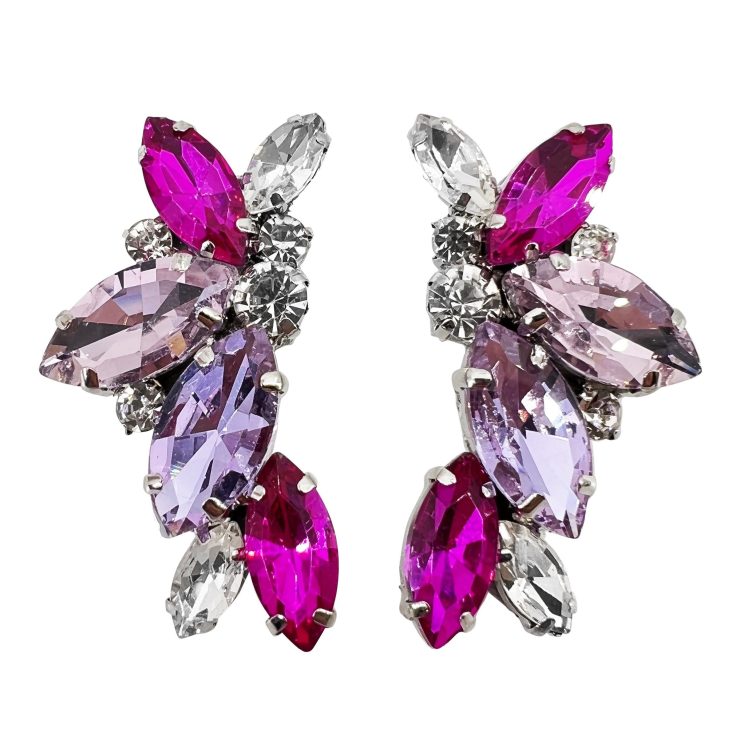 Orecchini Con Pietre Rosa Viola E Fucsia - Cl814