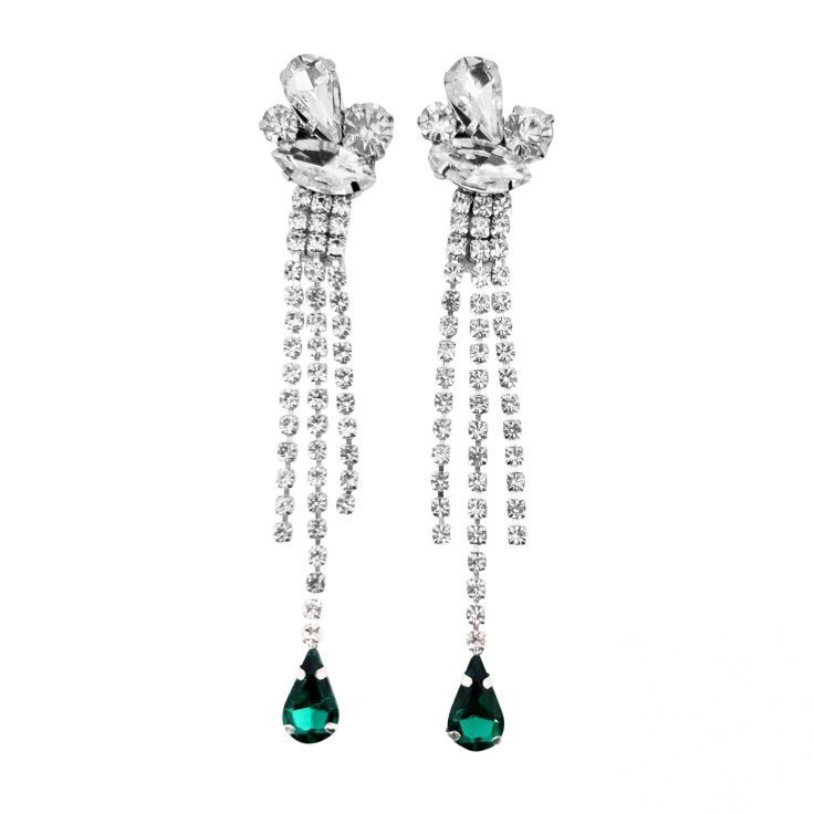 Orecchini Con Pietre Crystal E Verde Smeraldo - Cl867