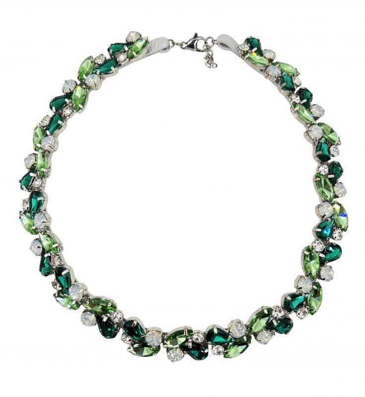 Collana Con Pietre Verde Smeraldo E Verde Chiaro- Cod.nkl151