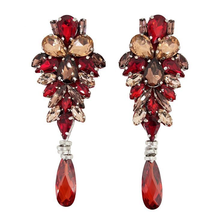 Orecchini Con Pietre Rosse E Cipria - Cl899