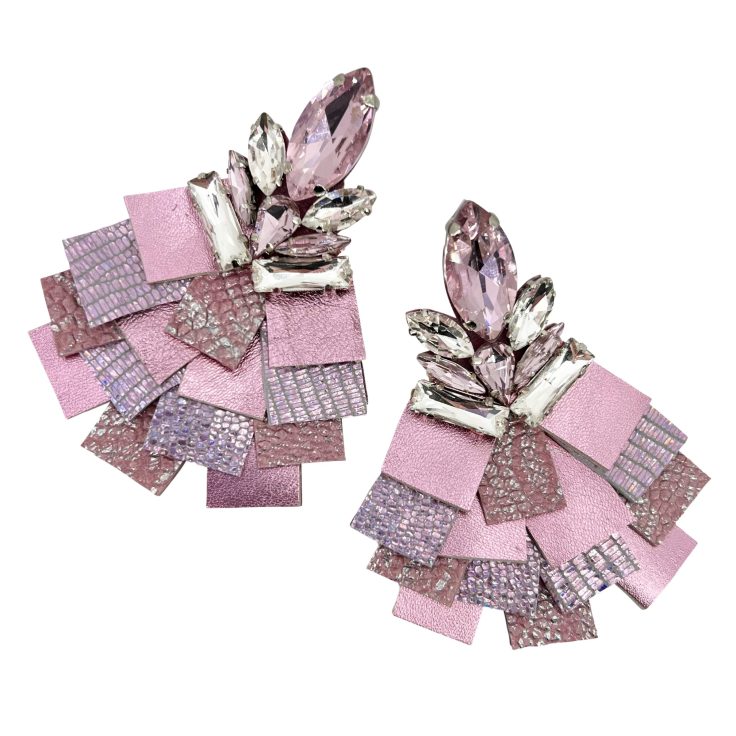 Orecchini Mosaico In Pelle Rosa - Mp033