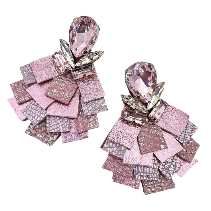 Orecchini Mosaico In Pelle Rosa - Mp034
