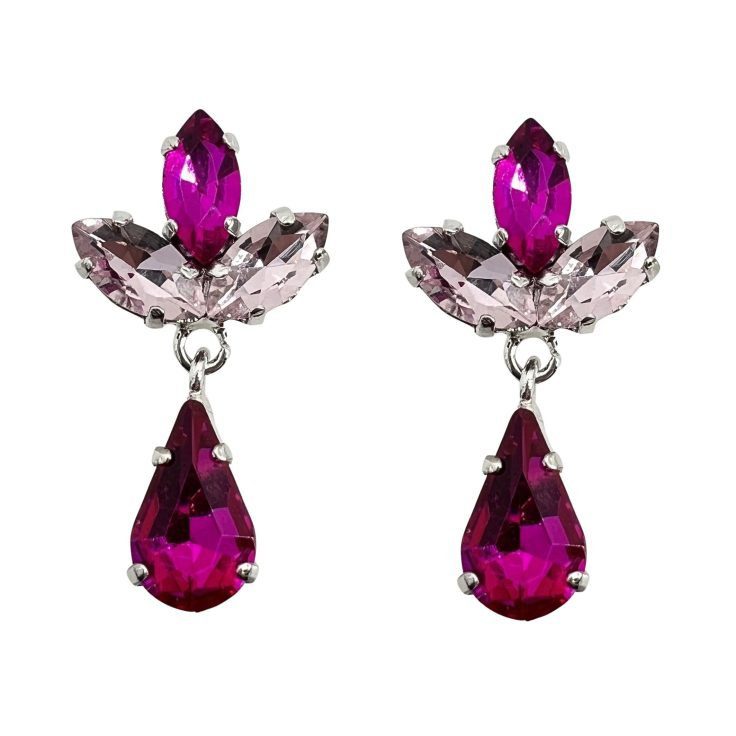 Orecchini Con Pietre Fucsia E Rosa - Cl948