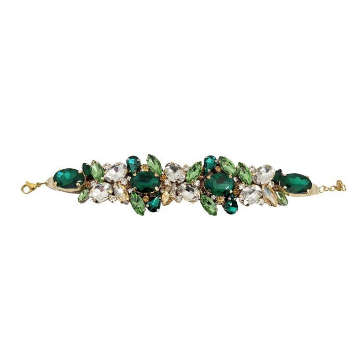 Bracciale Con Pietre Crystal Verde Chiaro E Verde Smeraldo - Brc207
