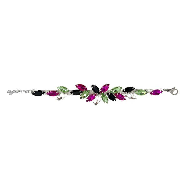 Bracciale Con Pietre Nere Verdi E Fucsia - Brc210