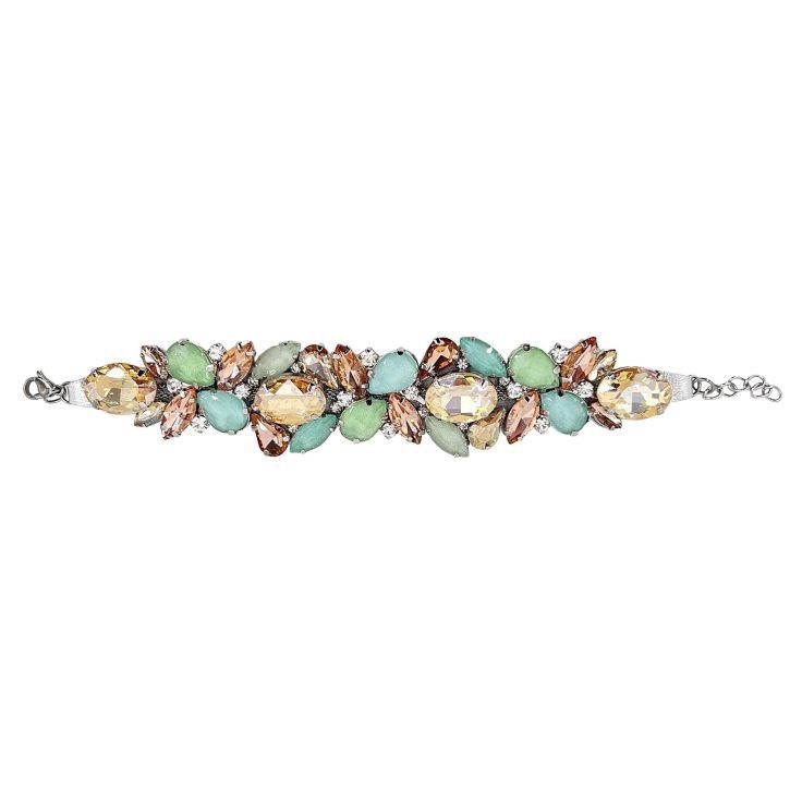 Bracciale Con Pietre Verde Acqua Cipria E Oro - Brc222