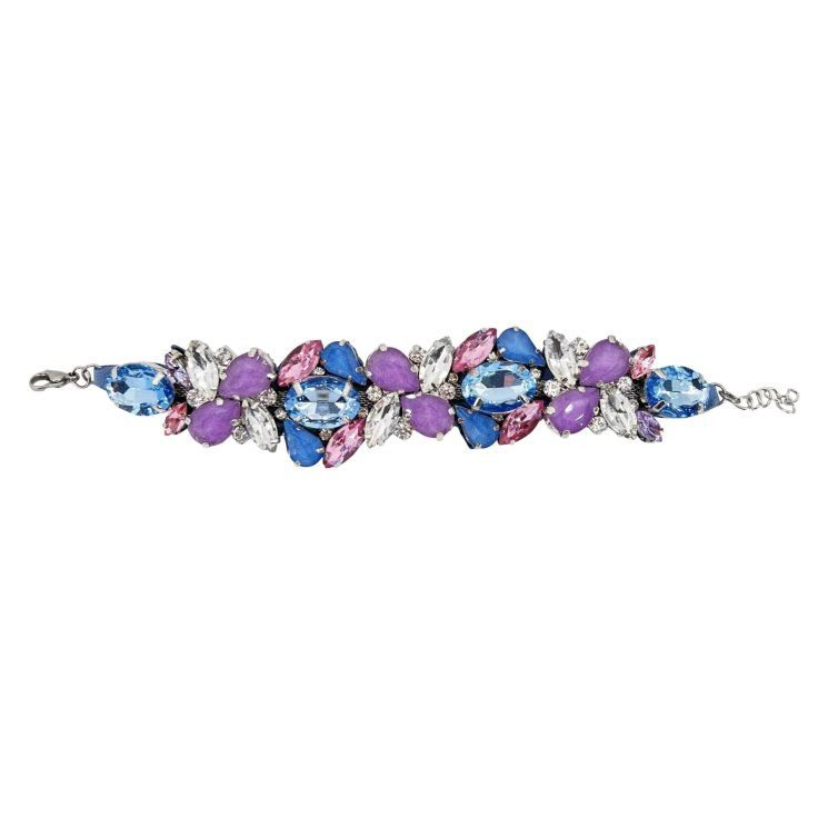 Bracciale Con Pietre Lilla Celeste E Crystal - Brc217