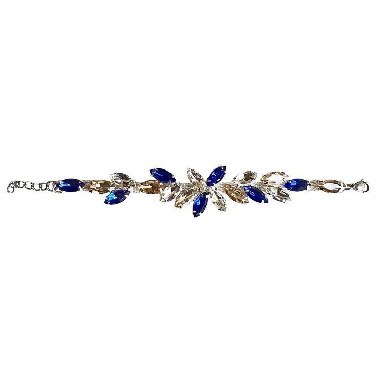 Bracciale Con Pietre Blu Elettrico E Oro - Brc221