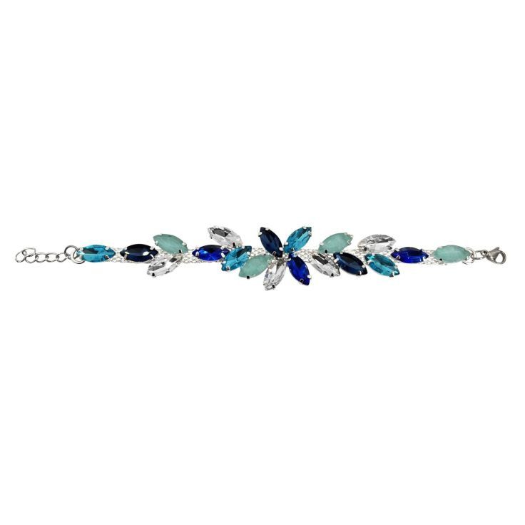 Bracciale Con Pietre Verde Acqua Blu Elettrico E Turchese - Brc220