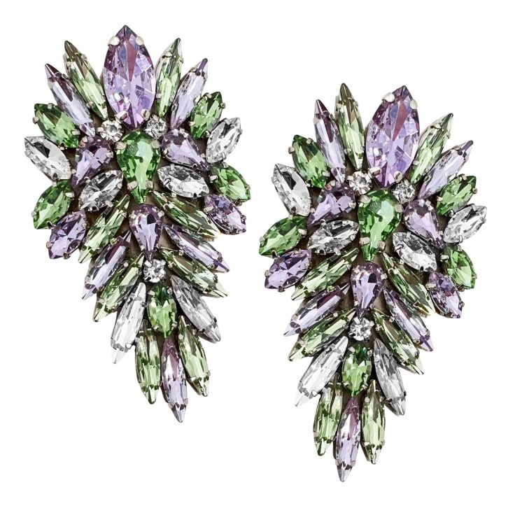 Orecchini Con Pietre Glicine E Verde Chiaro - Cl1005