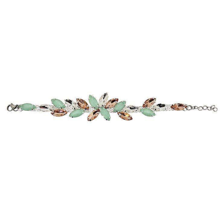 Bracciale Con Pietre Verde Acqua Cipria E Crystal - Brc226