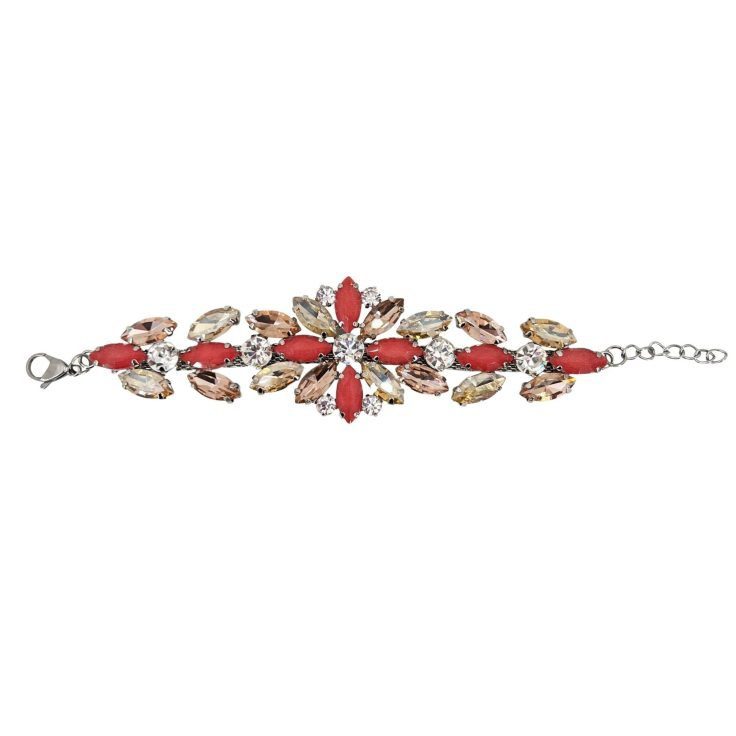 Bracciale Con Pietre Corallo Cipria E Oro - Brc216
