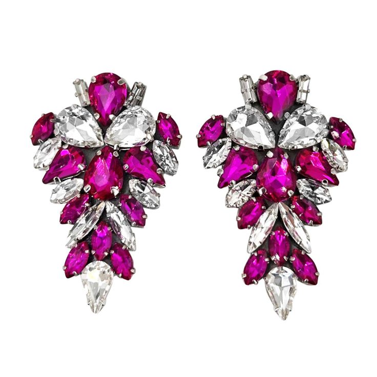 Orecchini Con Pietre Fucsia E Crystal - Cl1030