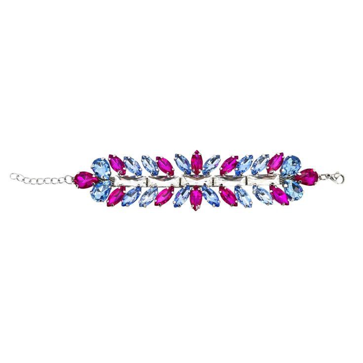 Bracciale Con Pietre Celeste E Fucsia - Brc238