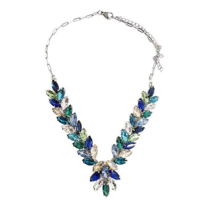 Collana Con Pietre Oro Blu Turchesi Ottanio Celesti E Verdi - Nkl173