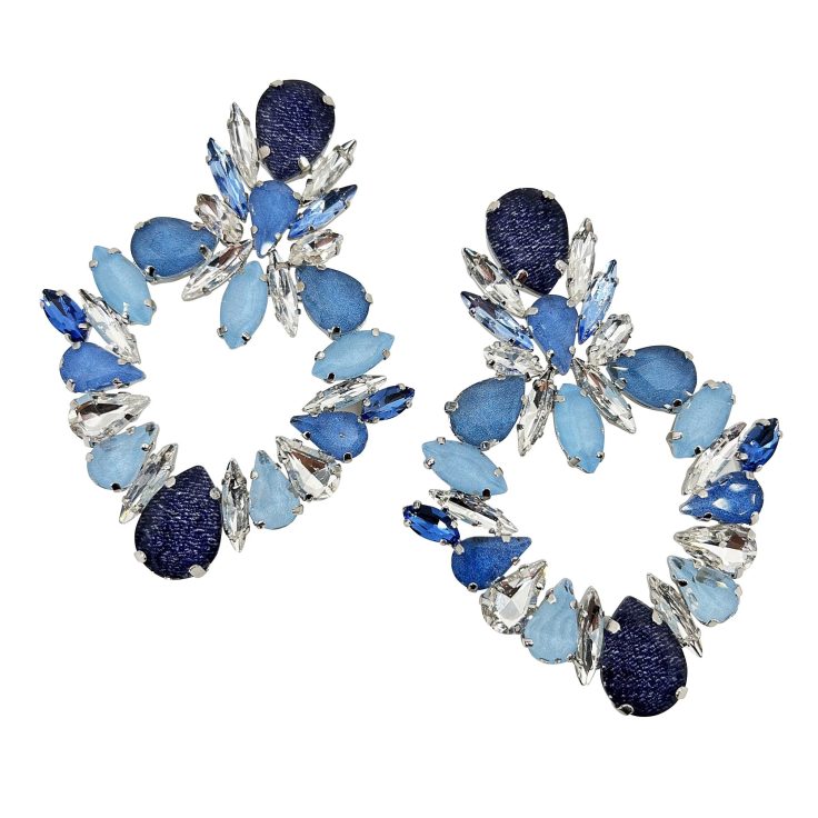 Orecchini Con Pietre Effetto Jeans Celesti E Crystal  - Cd006