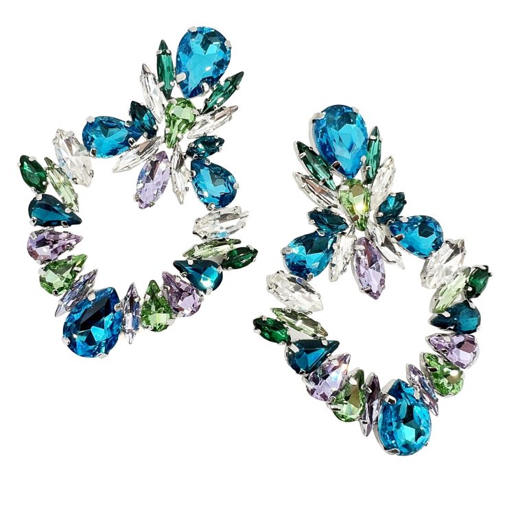 Orecchini Con Pietre Celesti Verde E Glicine - Cl1032