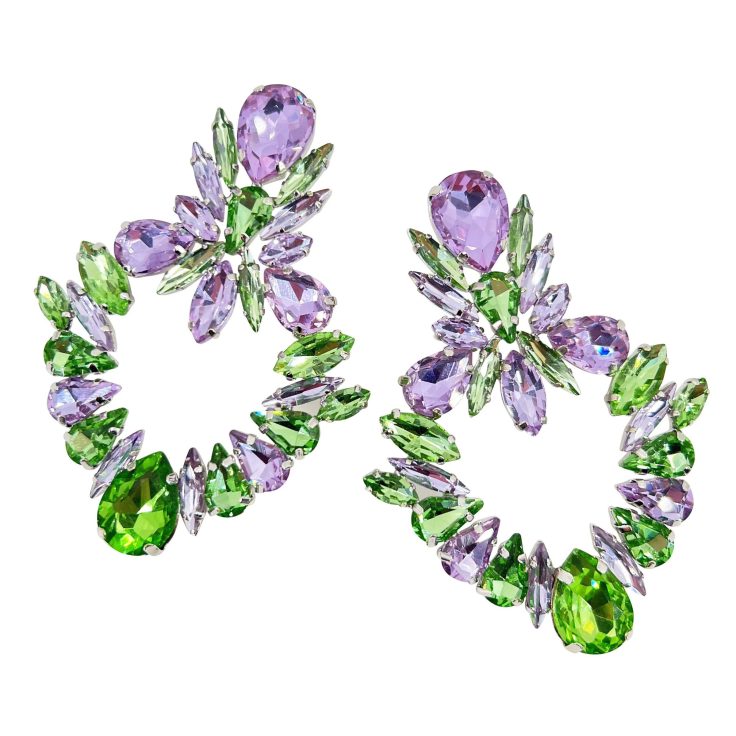 Orecchini Con Pietre Verdi E Glicine - Cl1035