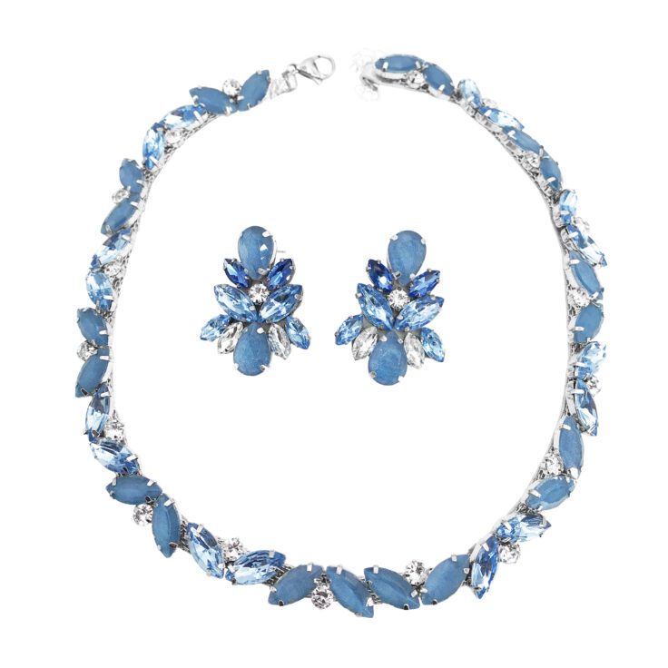 Orecchini E Collana Con Pietre Celeste E Carta Da Zucchero - Cod.pr102