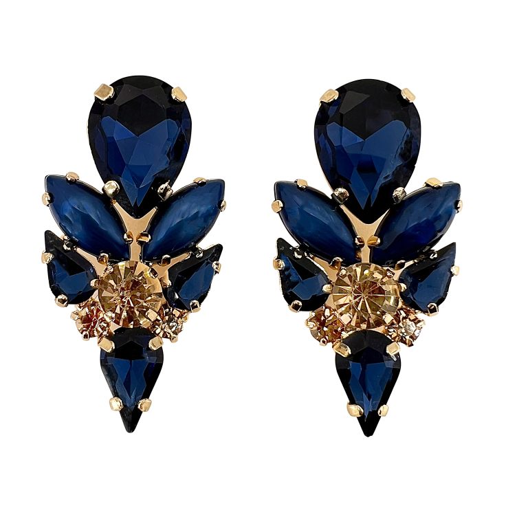 Orecchini Con Pietre Blu E Oro - Cl1043