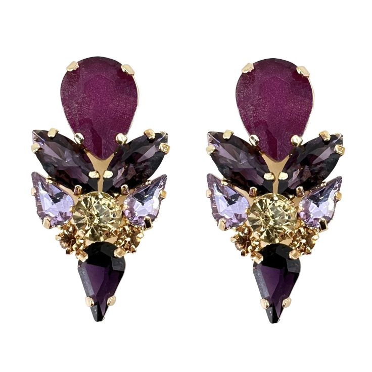 Orecchini Con Pietre Oro Viola E Glicine - Cl1047