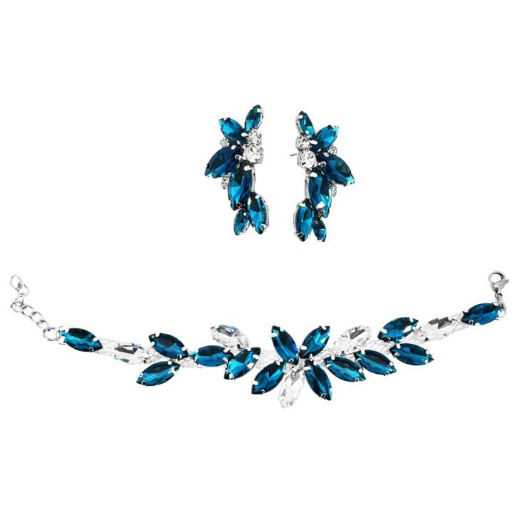Orecchini E Bracciale Con Pietre Ottanio E Crystal - Cod.pr123