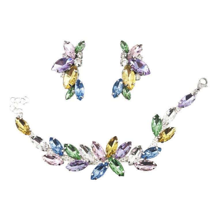 Orecchini E Bracciale Con Pietre Multicolor - Cod.pr183