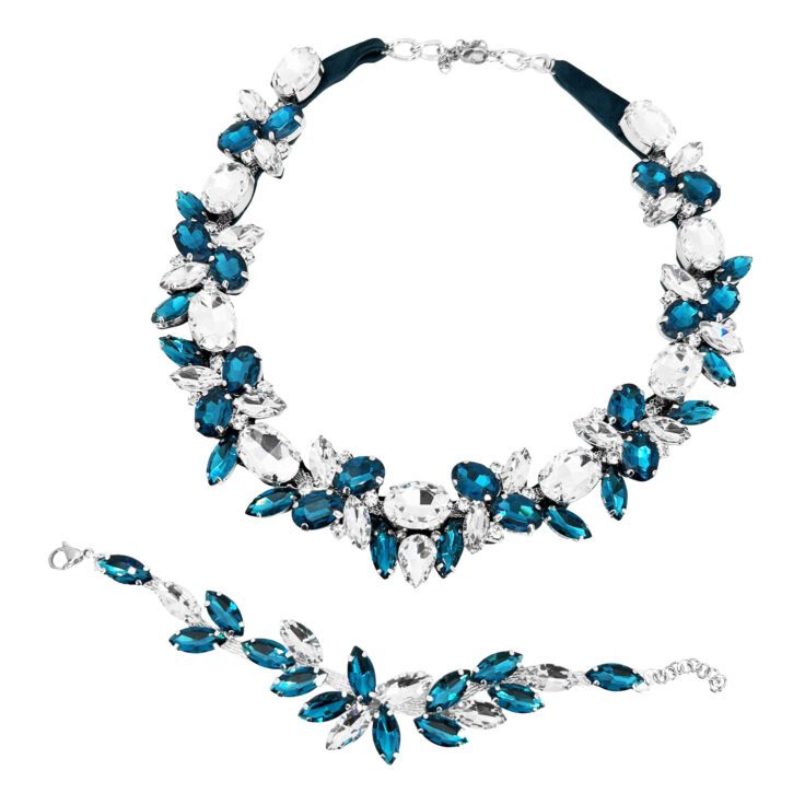 Collana E Bracciale Con Pietre Ottanio E Crystal - Cod.pr197
