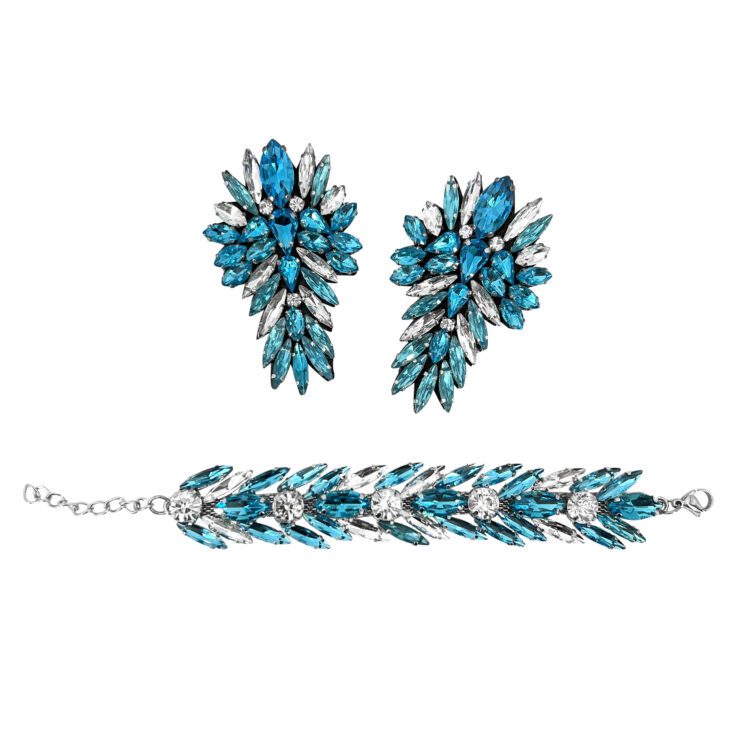 Orecchini E Bracciale Con Pietre Turchesi - Pr216