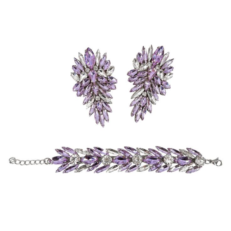 Orecchini E Bracciale Con Pietre Ametista - Pr215