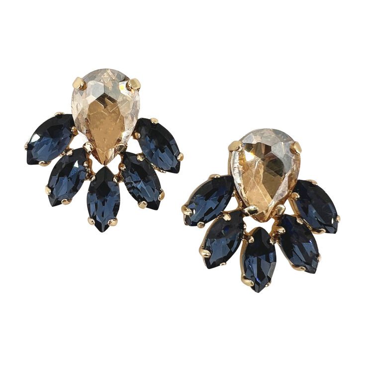 Orecchini Con Pietre Blu E Oro - Clio10