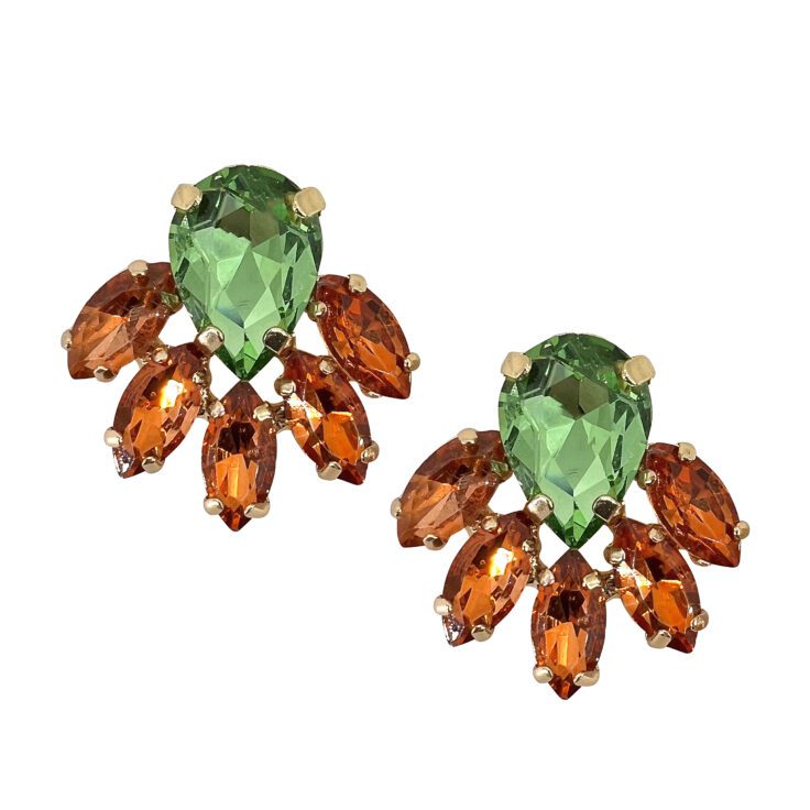 Orecchini Con Pietre Verdi E Arancioni - Clio11