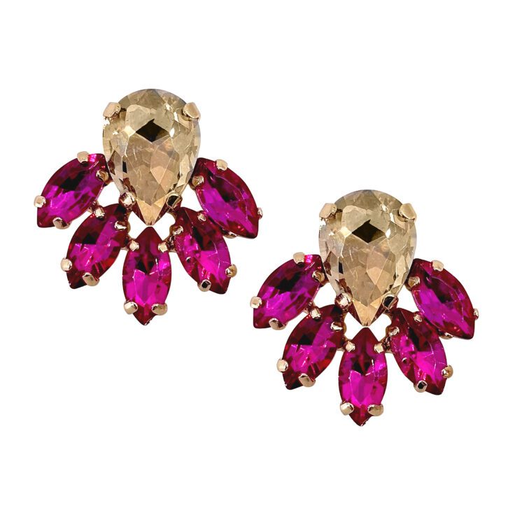 Orecchini Con Pietre Fucsia E Oro - Clio16