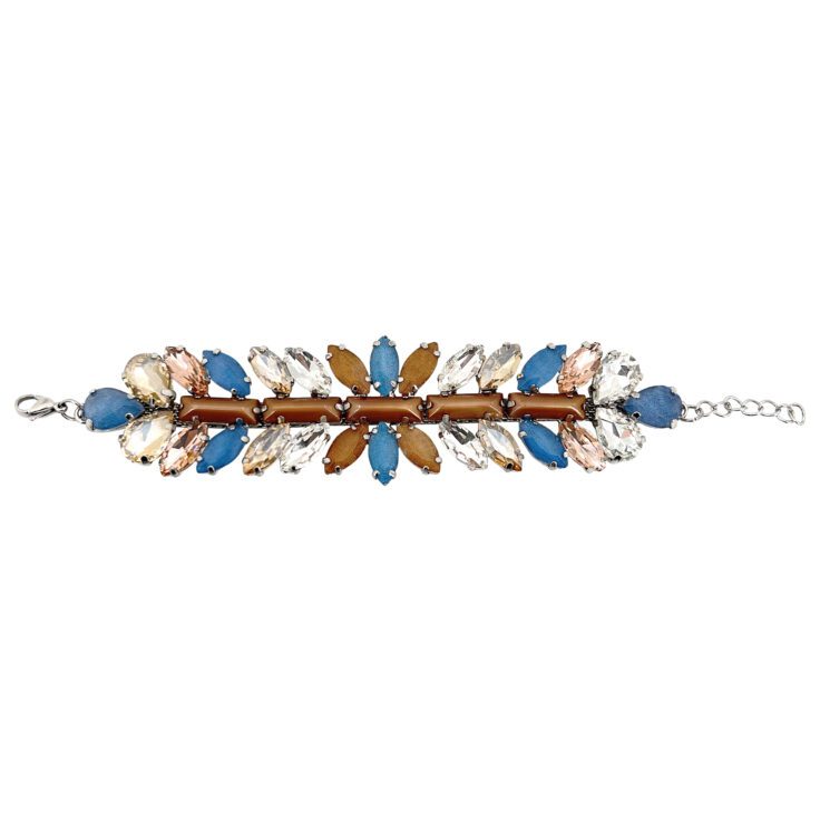 Bracciale Con Pietre Oro Celesti E Cammello - Brc265