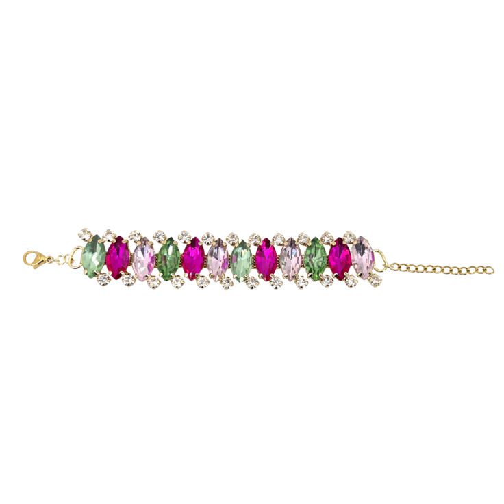 Bracciale Con Pietre Verdi Fucsia E Rosa - Brc272