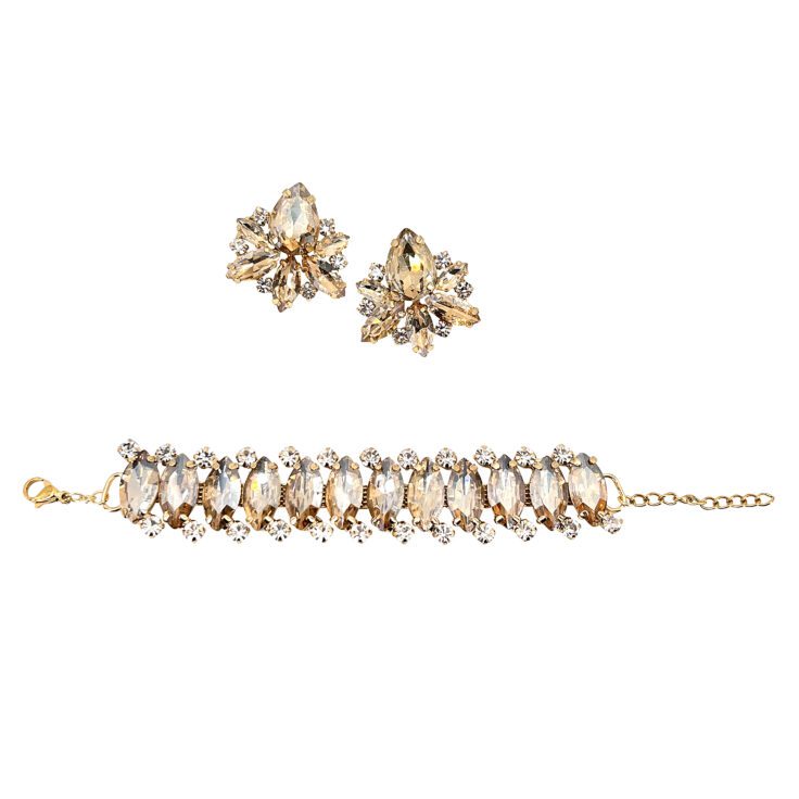 Orecchini E Bracciale Con Pietre Oro - Pr220