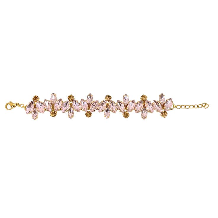 Bracciale Con Pietre Rosa E Oro - Brc269