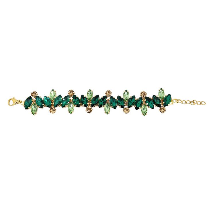 Bracciale Con Pietre Verdi E Oro - Brc290