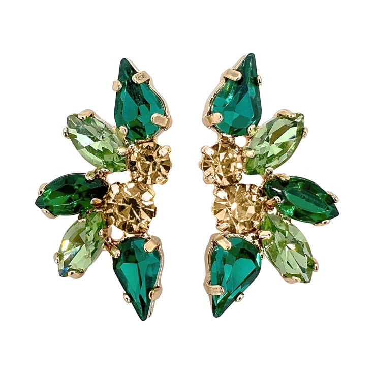 Orecchini Con Pietre Verdi E Oro - Cl1145
