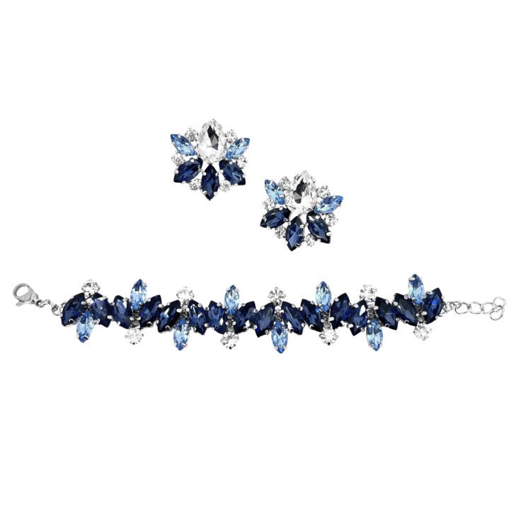 Orecchini E Bracciale Con Pietre Celesti E Blu - Pr226