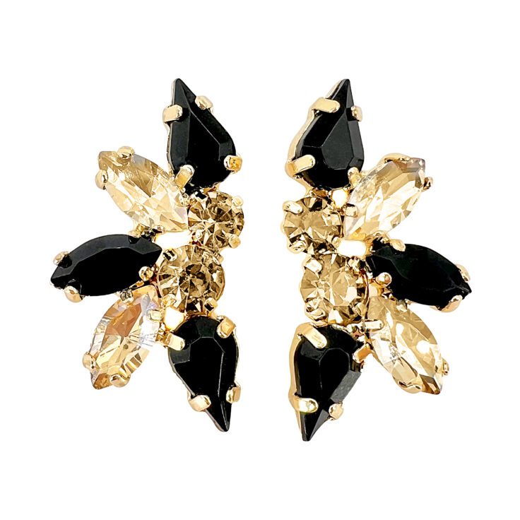 Orecchini Con Pietre Nere E Oro - Cl1148