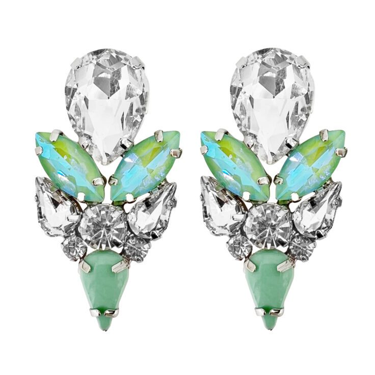 Orecchini Con Pietre Crystal E Verde Acqua - Cl1213
